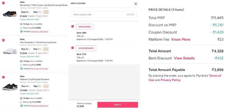 💥Myntra Loot : Nike Shoes 50% Off