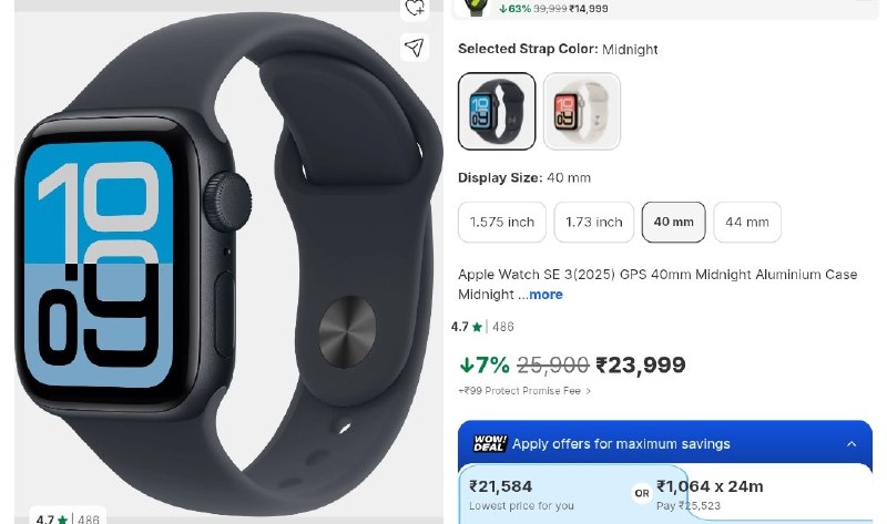 💥Apple Watch SE 3(2025) GPS 40mm Midnight