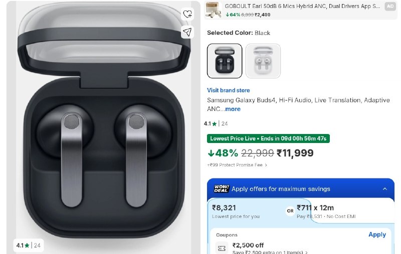 💥Galaxy Buds4, 360 Audio Bluetooth Headset 

💰Deal