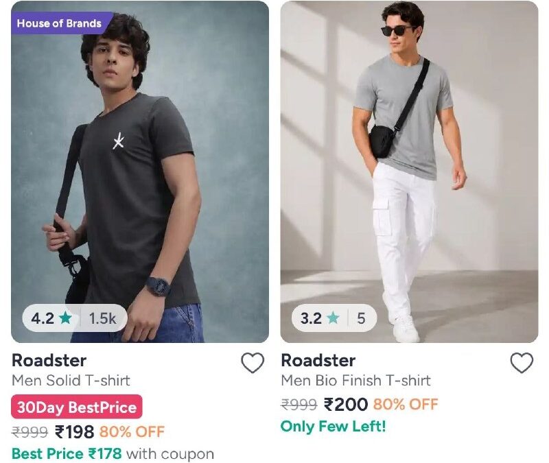 🏆Myntra : Upto 81% Off On Roadster