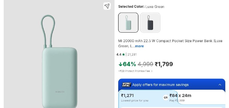 Loot : Mi 20000 mAh 22.5 W