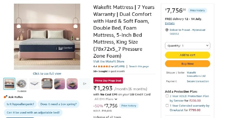 Lowest :  King Size Mattress.

@ 5680🔥