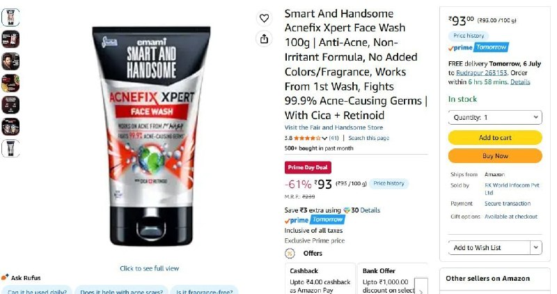 🔥  Smart And Handsome Xpert Face Wash 100g