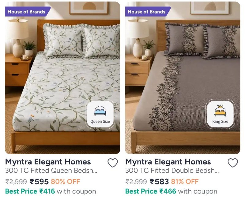 Myntra | Frilled Bedsheet at min 60%