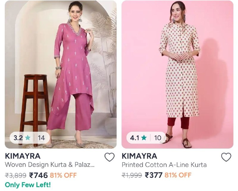 Myntra | 🔥Gosriki Min 75% Off
📌https://myntr.in/MQ9pNd

🔥Khushal k