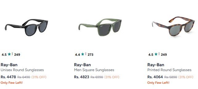 Myntra Loot : Ray Ban: Min 30%