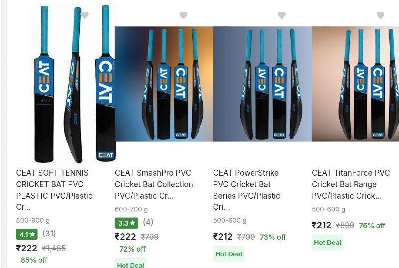 💥Ceat Cricket Bat upto 85% off

 starting