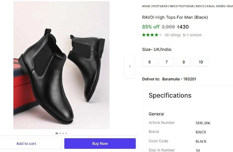 Shopsy | High Tops For Men (Black)