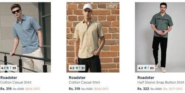 🔥Myntra Loot : Men’s Casual Shirt Starts