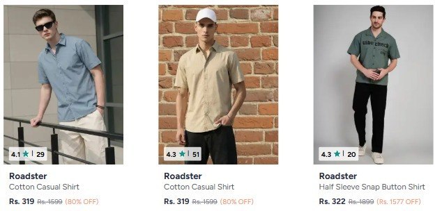 🔥Myntra Loot : Men’s Casual Shirt Starts