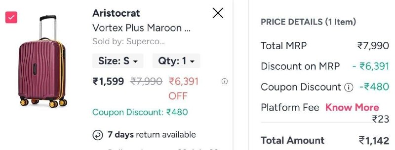 💥Myntra Loot : Branded Luggage 

Starts @