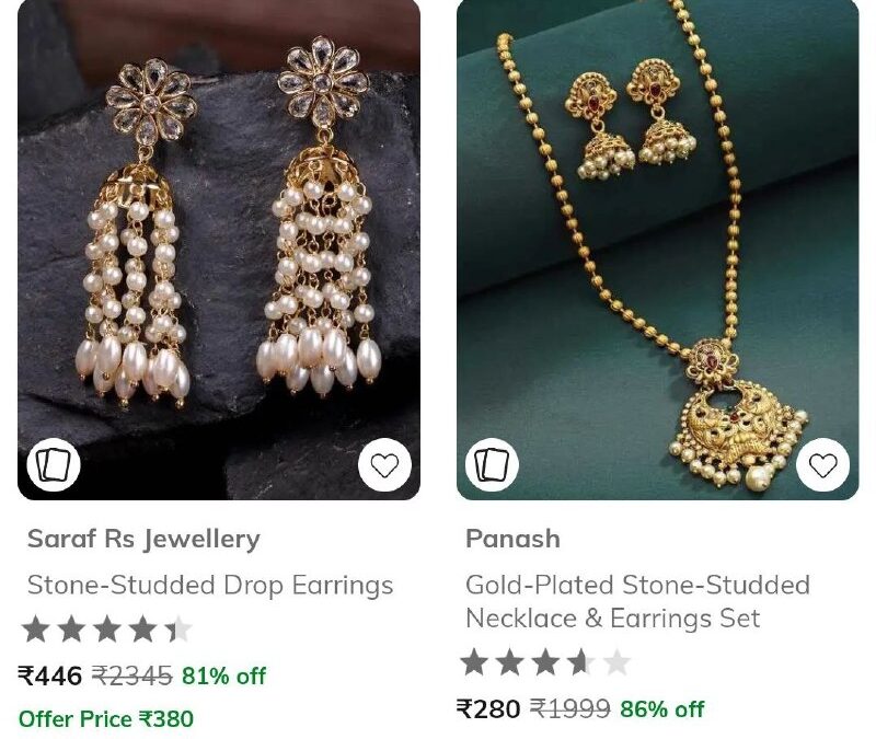 🔥Ajio |💍🎊Jewellery Rubans, Panash & More Min