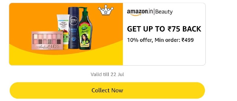 💥Get 10% Cashback Upto ₹75 On Beauty
