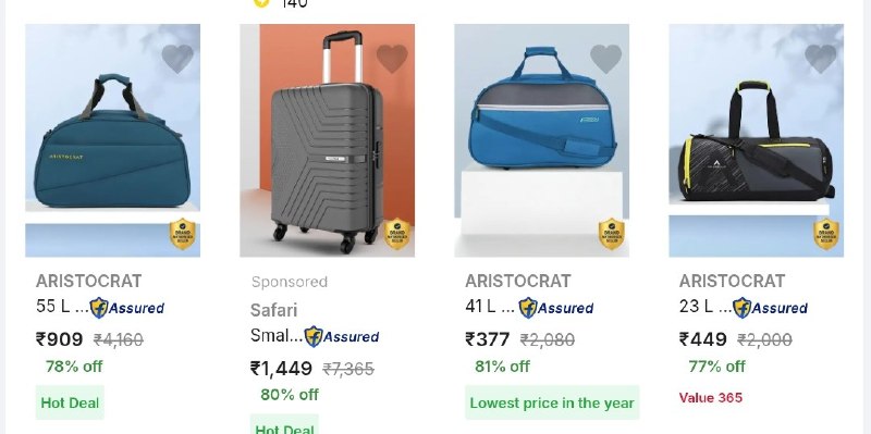 💥Aristocrat Luggages & Duffel Bags

 Starts @