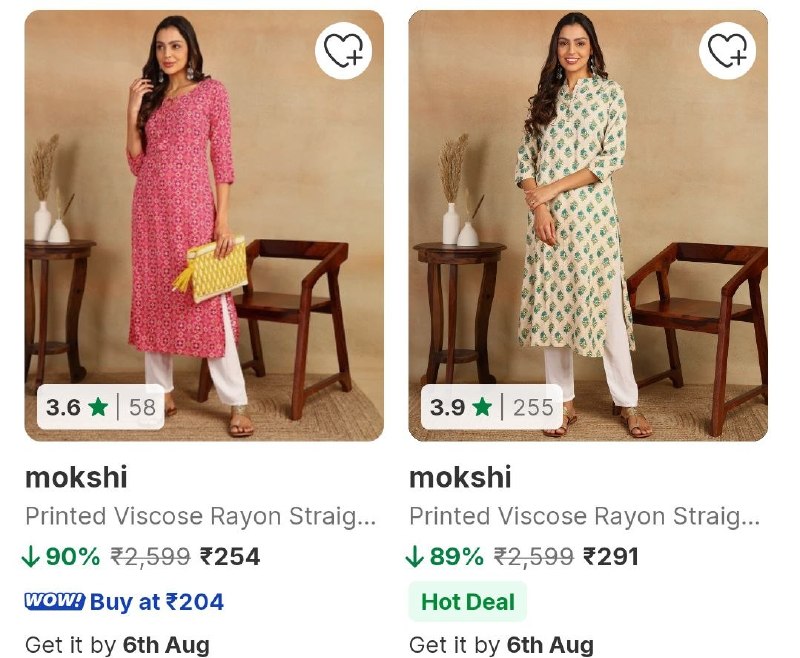 Flipkart | Mokshi Women Kurta Upto 90%