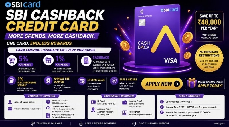💳 SBI Cashback Credit Card – Earn