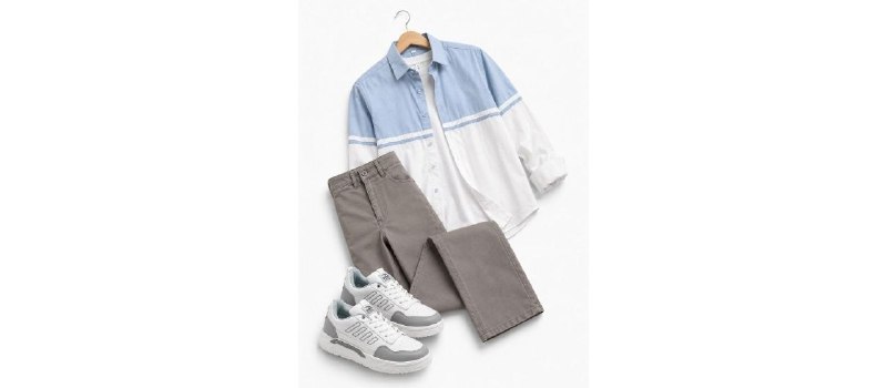 Shirt @ ₹299
https://amzn-to.co/6Stq6G

Chinos @ ₹431
https://amzn-to.co/tl2wV4

Sneakers @ ₹734
https://amzn-to.co/zW2dBf