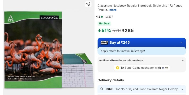💥 Classmate Notebook Regular Notebook Single Line