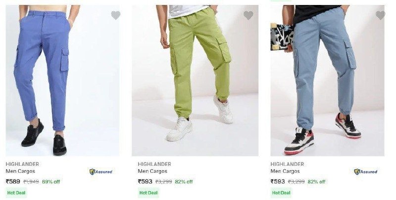 Flipkart | Highlander Men’s Cargos upto 82%