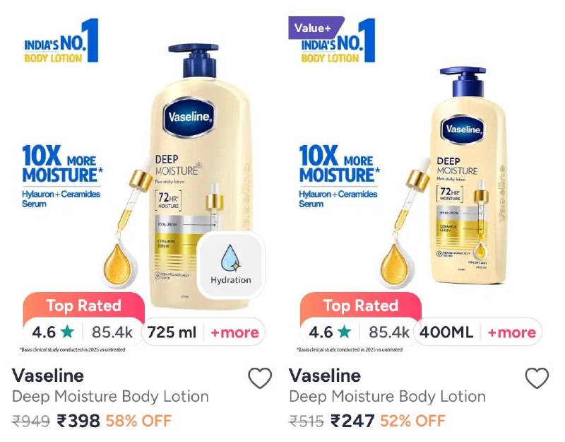 Myntra | 🔥Vaseline Skincare Min. 50% Off
