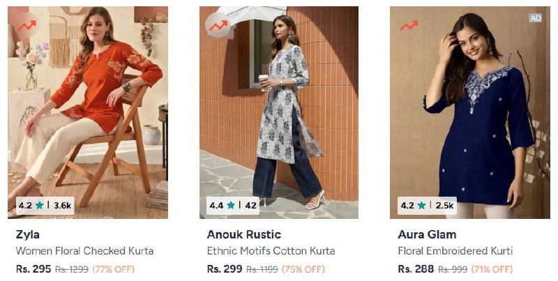 Myntra | Kurta Kurtis under 299- https://myntr.in/tguRqS

Kurta