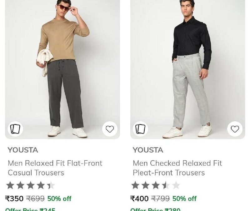🔥Ajio | Yousta Cargo/Trousers Starting  just